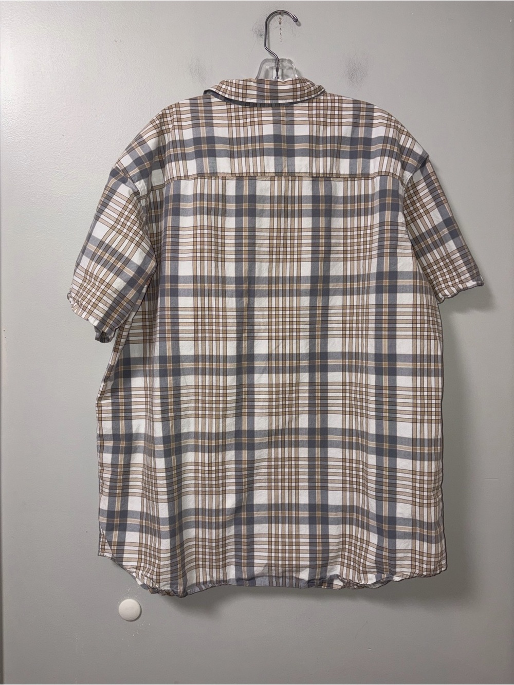 Columbia Tan Gray Plaid Short Sleeve Button Down Shirt Men’s XXL - Picture 3 of 3